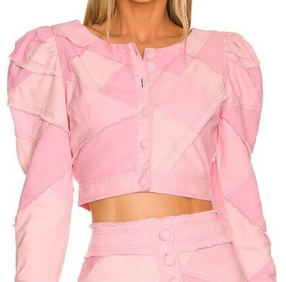 Loveshackfancy Eleora Patchwork Cropped Cotton Ja… - image 3